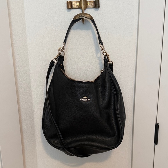 Coach Handbags - Coach Black Pebbled Leather Shoulder Hobo Bag with Gold Hardware